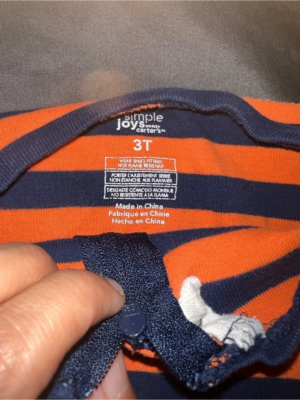 Carter's Orange and Navy Striped Footed One-Piece